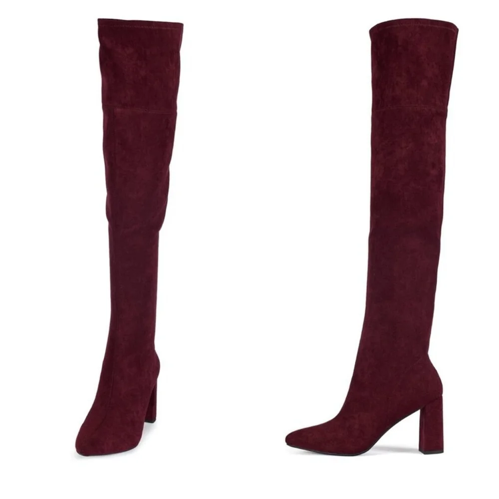 New Jeffrey Campbell PARISAH-2 Wine Burgundy Suede Over-the-Knee Boots